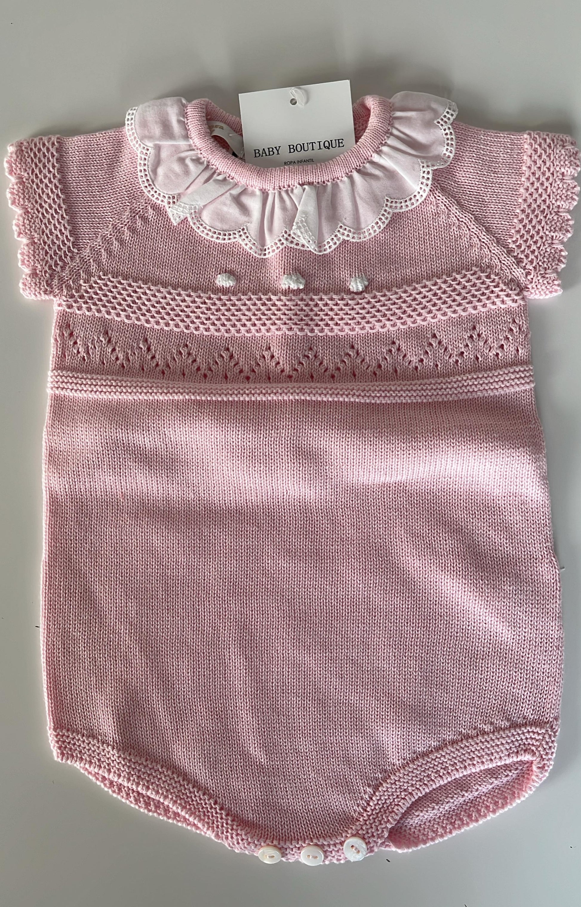 Pelele hilo rosa cuello volante