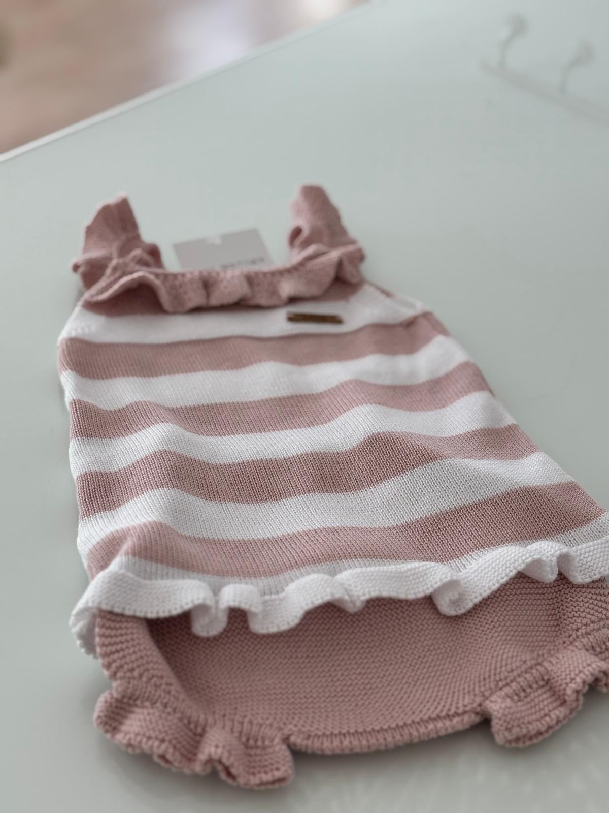 Conjunto hilo rayas rosa