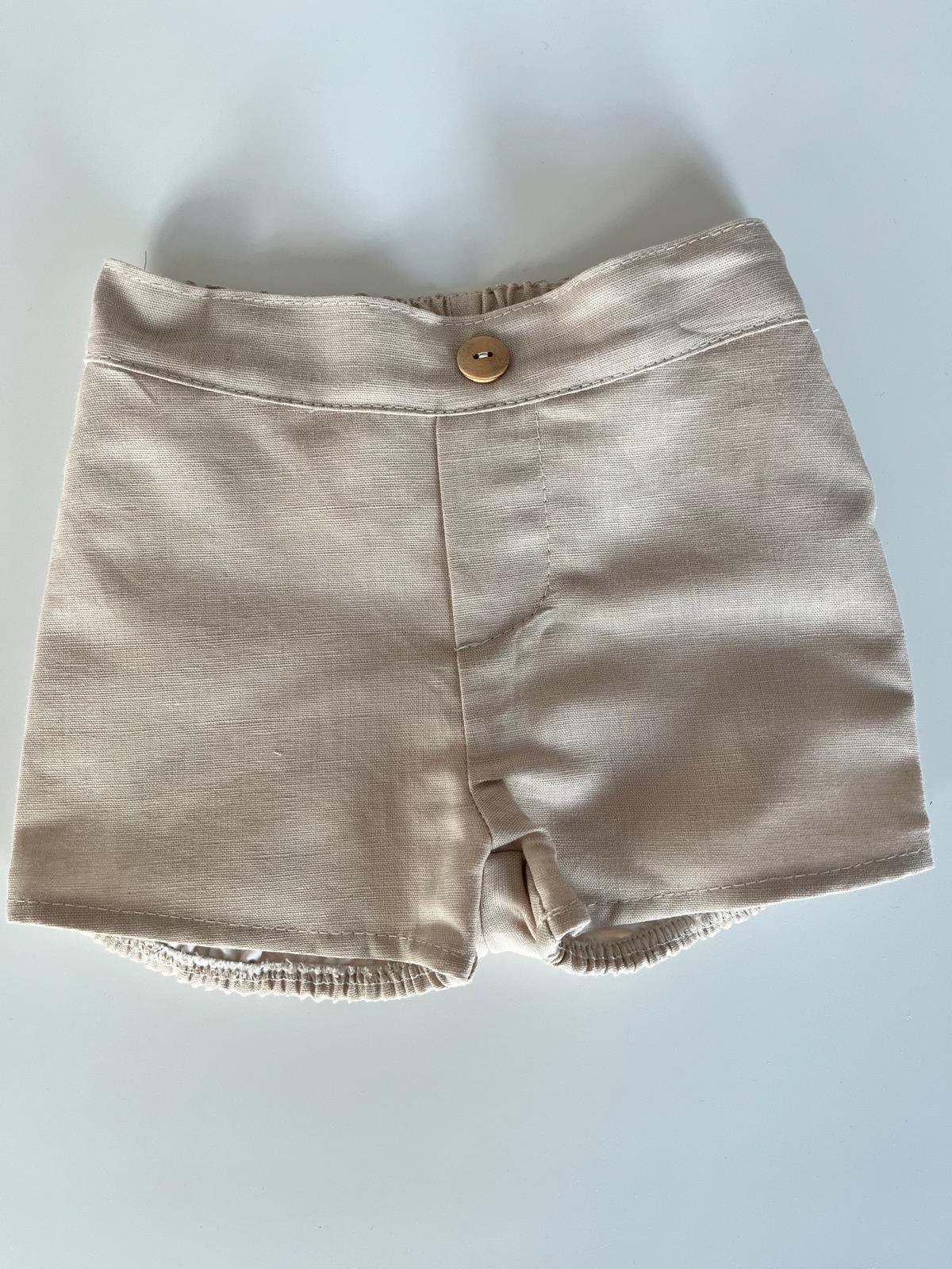 Pantalón corto lino crudo